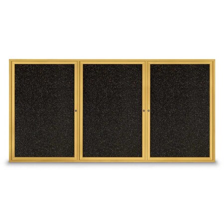 United Visual Products Sliding Door Indoor Enclosed Corkboard, 7 UV9027ACSH-BLACK-PUMICE
